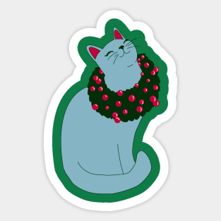 Miss Christmas Kitty With Background Sticker